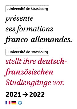 Deckblatt der Broschüre "L'Université de Strasbourg présente ses formations franco-allemandes. Die Université de Strasbourg stellt ihre deutsch-französischen Studiengänge vor"